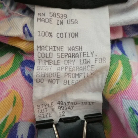 Vintage Pink Floral Pull On Pants Girly Retro Elastic Waist Cotton High Rise - Picture 6 of 8